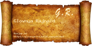 Glovnya Rajnald névjegykártya
